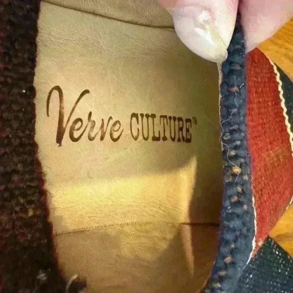 Verve Culture Moroccan Kilim Wool Slippers Blue, Cream, Maroon, Size Medium - Picture 6 of 10